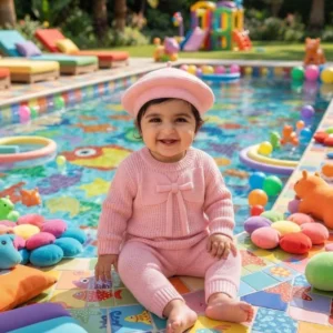 Woollen baby girl suit